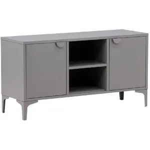 Piring table tv 2 portes 1 tablette gris clair. pas cher