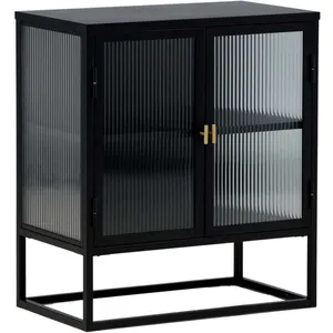 Vitrine 2 portes design garis 80cm noir pas cher