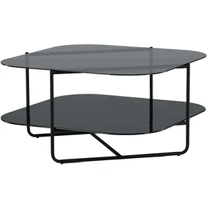 Comparateur de prix : Venture Home 15598-408 Table Basse, métal, Noir, Verre fumé