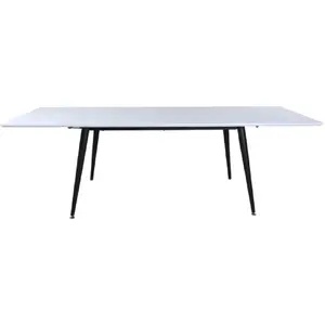 Jimmy Table à manger 90x150/240cm, plateaux supplémentaires HPL incl., blanc, noir.