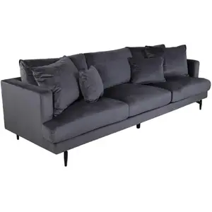 Canapé 3 places en velours sofia 260cm gris foncé pas cher