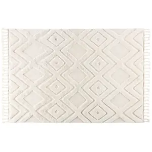PARIS PRIX Tapis déco en laine dahlia 300x400cm blanc