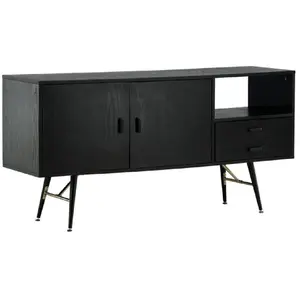 Gold buffet 2 portes, 2 tiroirs, 1 espace de rangement ouvert, noir. pas cher