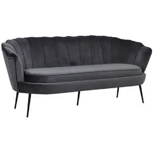 Canapé 3 Places en Velours Calais 180cm Gris pas cher