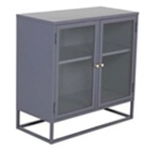 Ebuy24 - Bakal Buffet 2 portes vitrées, 2 étagères, gris clair. pas cher