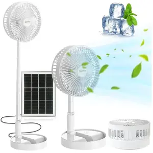 LAMPESECOENERGIE Ventilateur Sur Pied Solaire, Portable Ventilateur De Table 5200Mah Batterie Rechargeable Ventilateur Silencieux, 3 Vitesses Et
