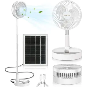 LAMPESECOENERGIE Ventilateur Sur Pied Silencieux, Ventilateur Sur Solaire Et Batterie Rechargeable Usb, Ventilateur De Table Réglable En Hauteur