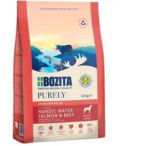 Comparateur de prix : Bozita Dog Purely Adult Large Grain Free saumon, boeuf pour chien - 2,5 kg