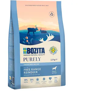 Comparateur de prix : Bozita Dog Purely Adult Active Grain Free renne pour chien - 2,5 kg