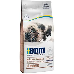 Comparateur de prix : 2x10kg Bozita Indoor & Sterilised sans céréales renne - Croquettes pou...