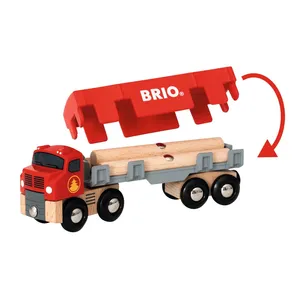 BRIO Camion de Transport de Bois Ravensburger - Rouge - Bois - 223x40x133 mm pas cher