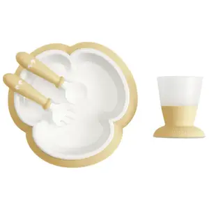 BabyBjörn Coffret Repas : Assiette, Couverts Et Verre Bébé Jaune Pastel BabybjornVendu parrakuten