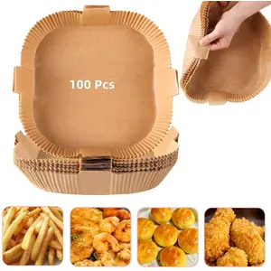 Papier jetable Air Fryer - INF - 100 pcs - Jaune - Protection friteuse - Poignée intégrée pas cher