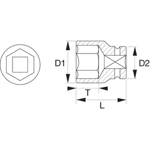 Douille à choc 6 pans 3/4 36 mm finition phosphatée K6701M-36 Bahco pas cher