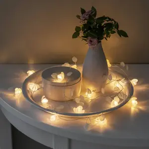 Konstsmide Christmas Guirlande LED feuilles et fleurs roses/blanchesVendu paramazon