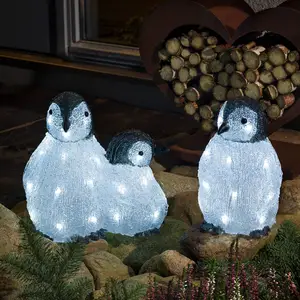 Konstsmide Christmas Set de 3 figurines LED acrylique Famille pingouin pas cher