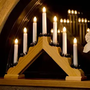 Konstsmide Christmas Chandelier LED en bois clair à 7 lampes pas cher