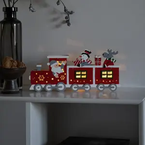 Konstsmide Christmas Lampe déco LED silhouette en bois train, pile, USB pas cher