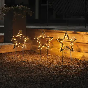 Konstsmide Christmas Étoile en métal LED avec piquets, lot de 3, IP44Vendu parluminaire