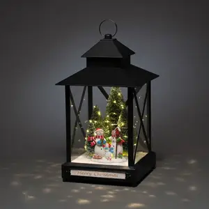 Konstsmide Christmas Lanterne déco LED Bonshommes neige noir IP44 42 cm pas cher