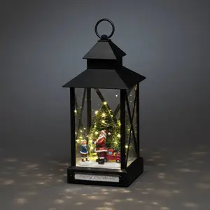 Konstsmide Christmas Lanterne déco LED Père Noël noir IP44 32 cm
