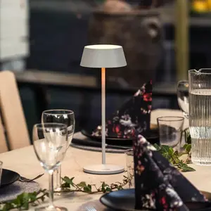 Konstsmide Lampe à poser LED rechargeable Menton, grise, hauteur 27 cm... pas cher