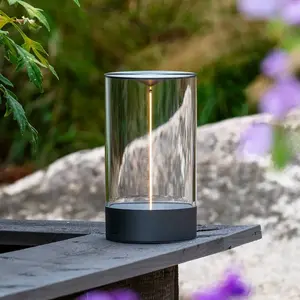 Comparateur de prix : Konstsmide Lampe à poser LED rechargeable Edison, hauteur 23 cm, gris/...