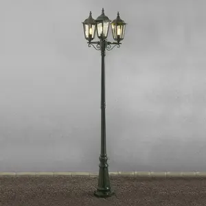 Comparateur de prix : Konstsmide Lampe pour mât Firenze à 3 lampe, verte