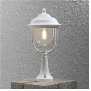 Parma Piédestal de poteau de portail extérieur moderne blanc mat, IP43 - KonstsmideVendu parluminaire