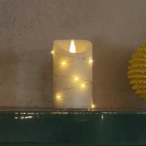 Konstsmide LED Echtwachskerze weiß, 3D Flamme, Draht umwickelt, 4/8h T...Vendu parluminaire