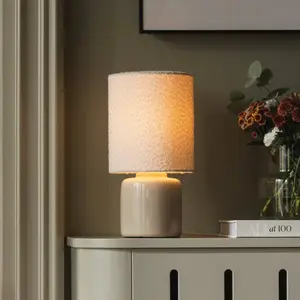 Lampe à poser Florian de Globen Lighting, blanc/beige, hauteur 39 cm pas cher