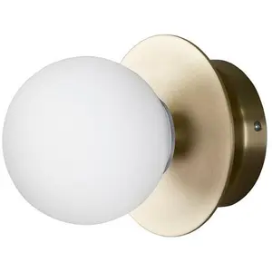 Globen Lighting Applique murale ART DECO, laiton/blanc Ø 16 cm IP44Vendu parluminaire