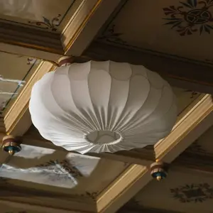 Globen Lighting Plafonnier BLADVERK, blanc, Ø 50 cm, textile pas cher