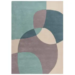 Novatrend Tapis de salon en laine bleu 160x230 cm pas cher