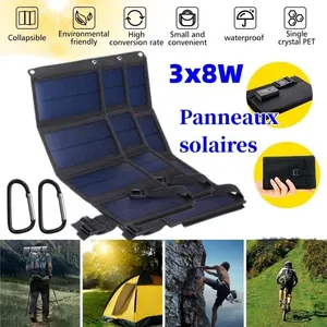 WELAN 24W Chargeur Solaire Pliable Kit de panneaux solaires pliant 3*8...Vendu parcdiscount