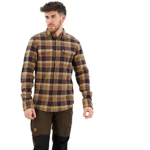 Chemise Fjällräven Singi Heavy Flannel manche longue marron bleu rouge - L pas cher