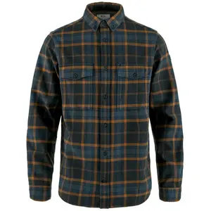 Fjällräven Övik Twill Shirt - Chemise homme Dark Navy / Chestnut XL pas cher