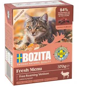Comparateur de prix : Bozita Tetra Bouchées en gelée 6 x 370 g pour chat - Sterilised cerf
