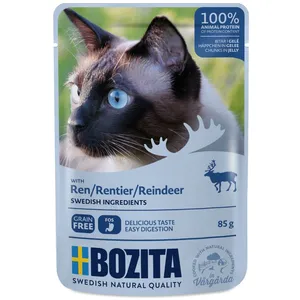 12x85g Bozita Bouchées en gelée renne - Pâtée pour chat pas cher