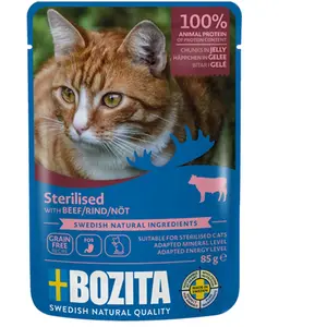 Comparateur de prix : Bouchées en gelée Bozita Sterilised 12 x 85 g pour chat   boeuf