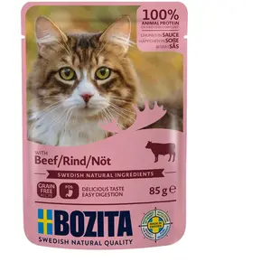 Bozita Pouch Canapés en sauce avec boeuf | 12 x 85 g de nourriture humide pour chat pas cher