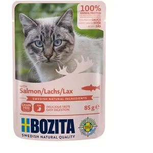 12x85g Bozita Bouchées en sauce saumon - Sachet pour chat pas cher