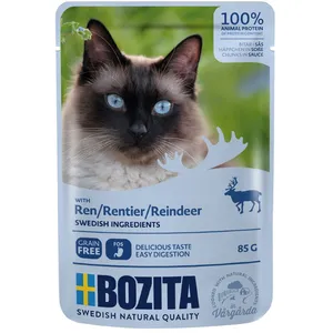 12x85g Bozita Bouchées en sauce renne - Sachet pour chat pas cher