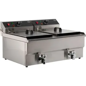 Friteuse Électrique 2 x 10 Litres avec Vanne de Vidange 2 x 5 kW Combi...Vendu paramazon