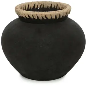 Comparateur de prix : Bazar Bizar Vase en terre cuite noir naturel H23