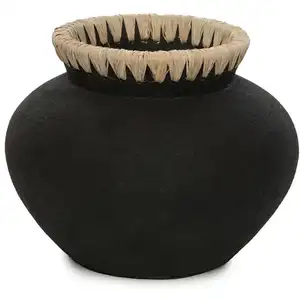 Bazar Bizar Vase en terre cuite noir naturel H19