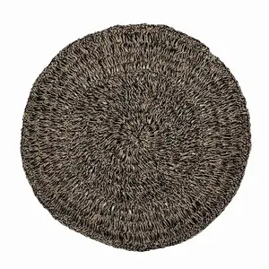 Bazar Bizar Tapis en herbes de mer naturel noir 100x100 pas cher