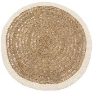 Bazar Bizar Tapis en herbes de mer et en coton 100x100 pas cher