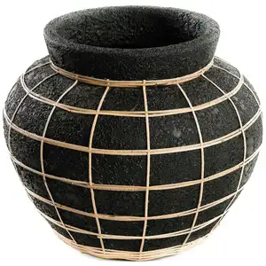 Bazar Bizar Vase en terre cuite noire naturel H27