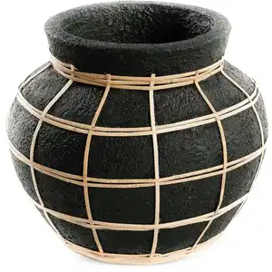 Bazar Bizar Vase en terre cuite noire naturel H19